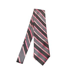 Corpcore Men's Silk Tie Diane Katzman Real Men‎ Wear Pink Striped Black/Pink